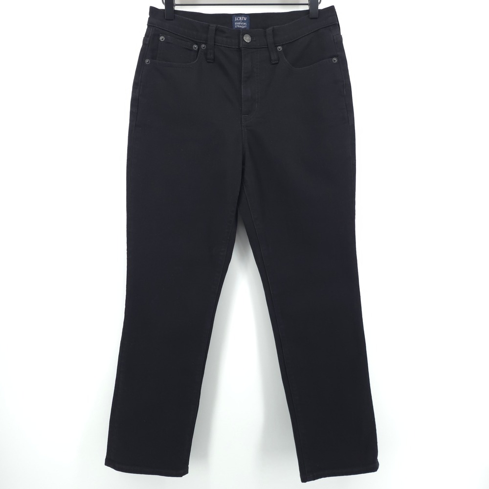 J.Crew Womens Jeans Essential Straight 28 Black High Rise Classic Denim